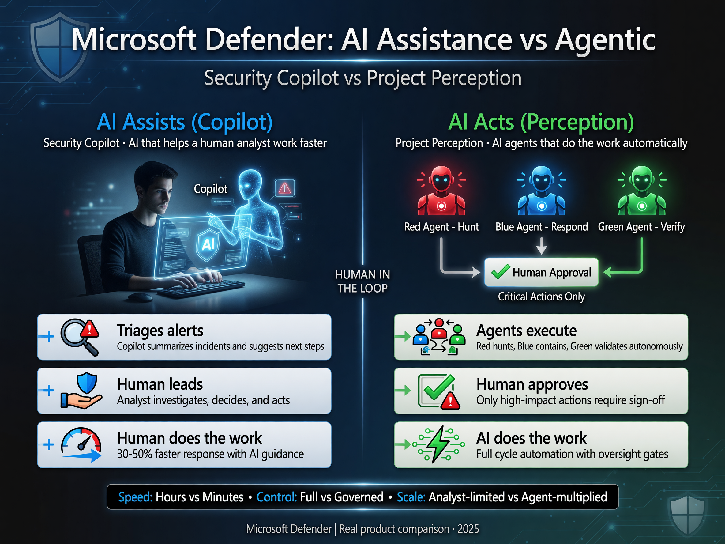 Microsoft Security Copilot AI assistance vs Project Perception agentic comparison