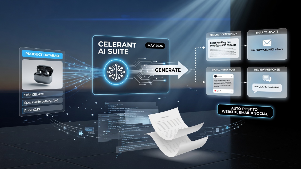 Celerant Content AI Suite generating product descriptions and marketing copy