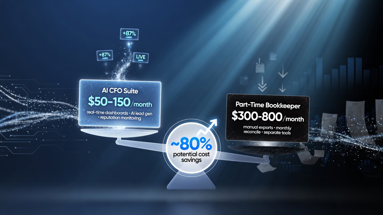 AI CFO suite vs part-time bookkeeper monthly cost comparison