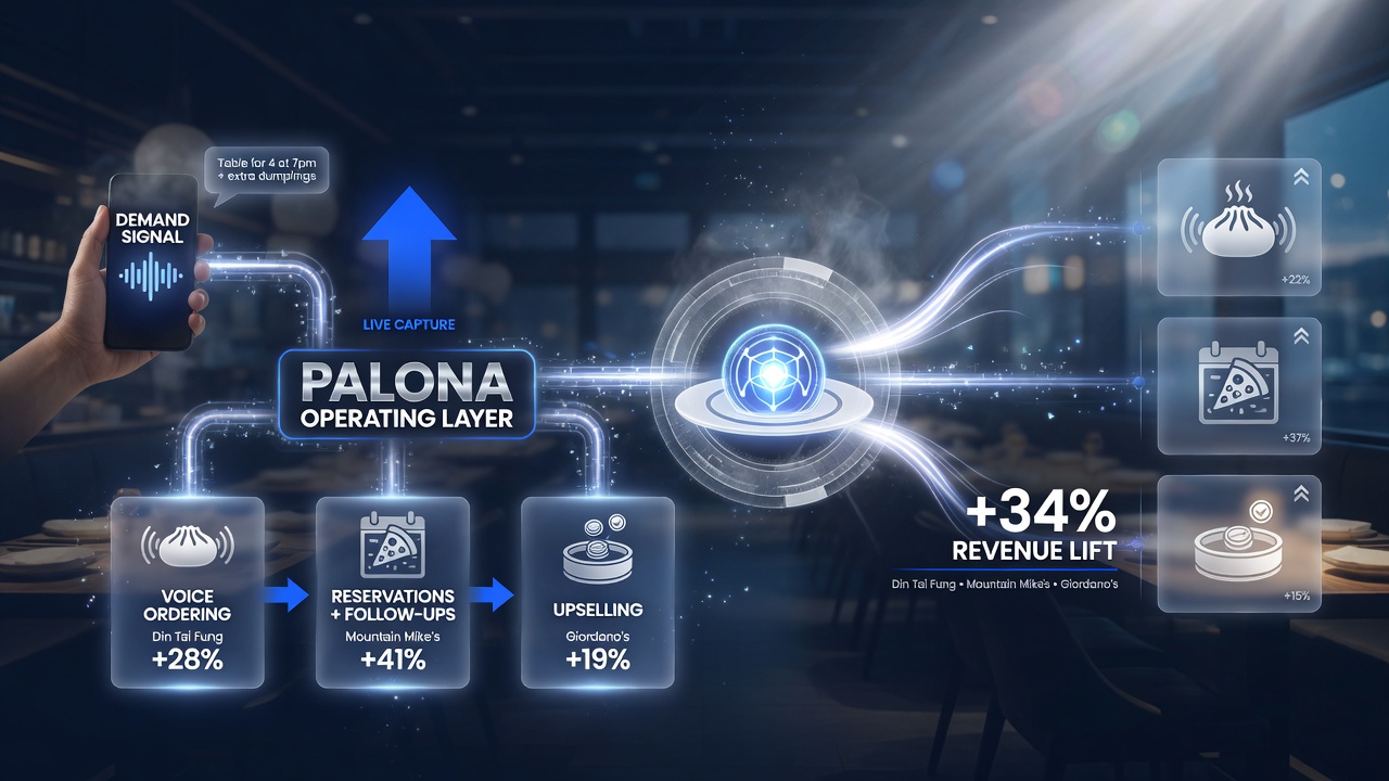 Palona AI operating layer demand to operations to actions process flow