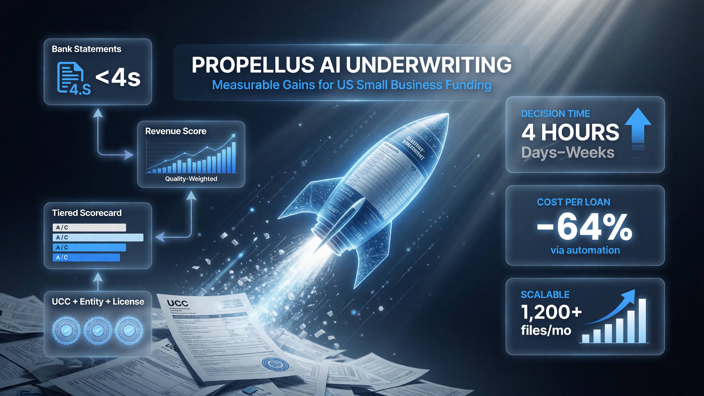 Propellus AI underwriting metrics for US small business
