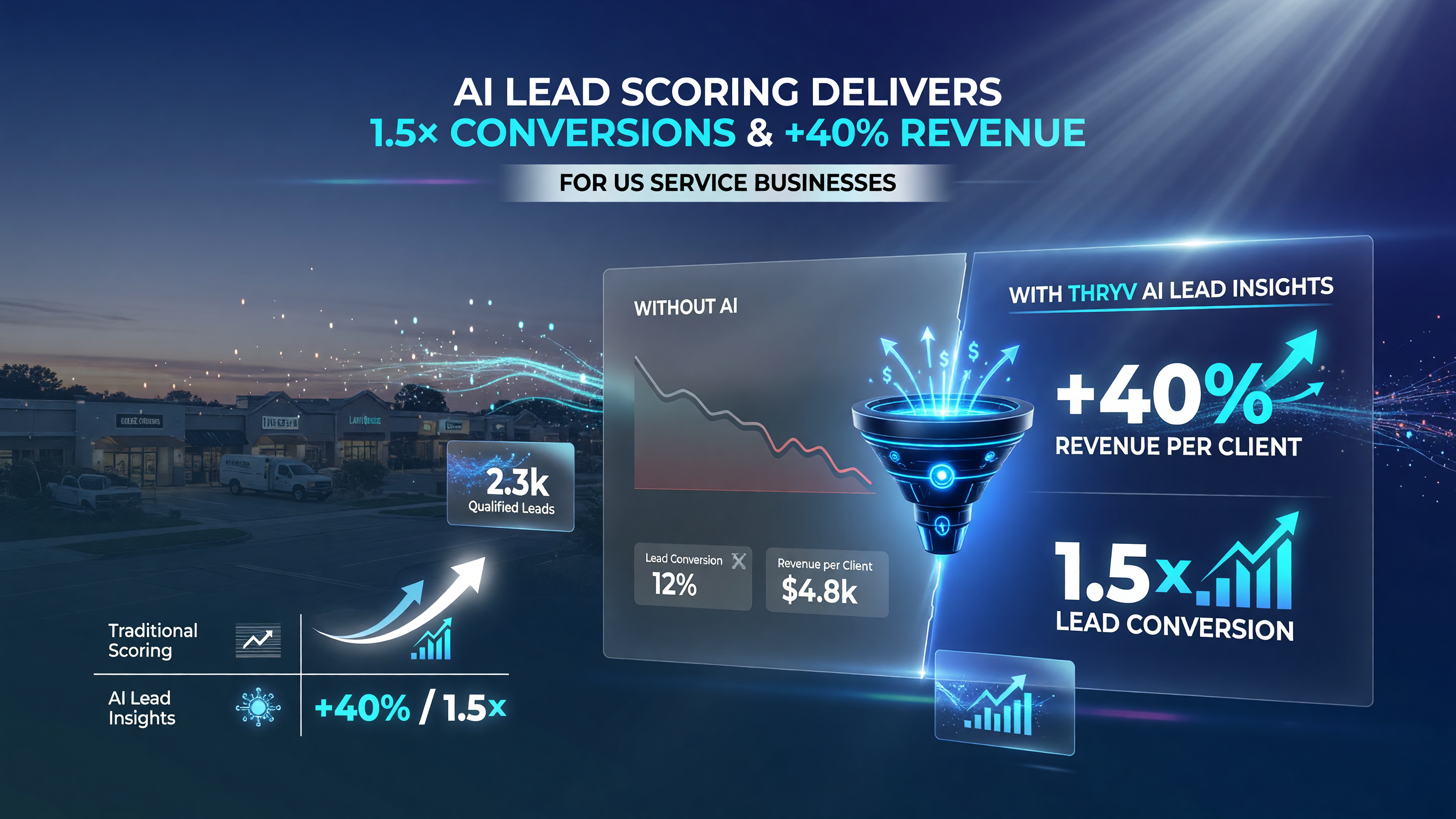 Thryv AI Lead Insights lifts revenue per client roughly 40% and conversion 1.5x by scoring leads by intent