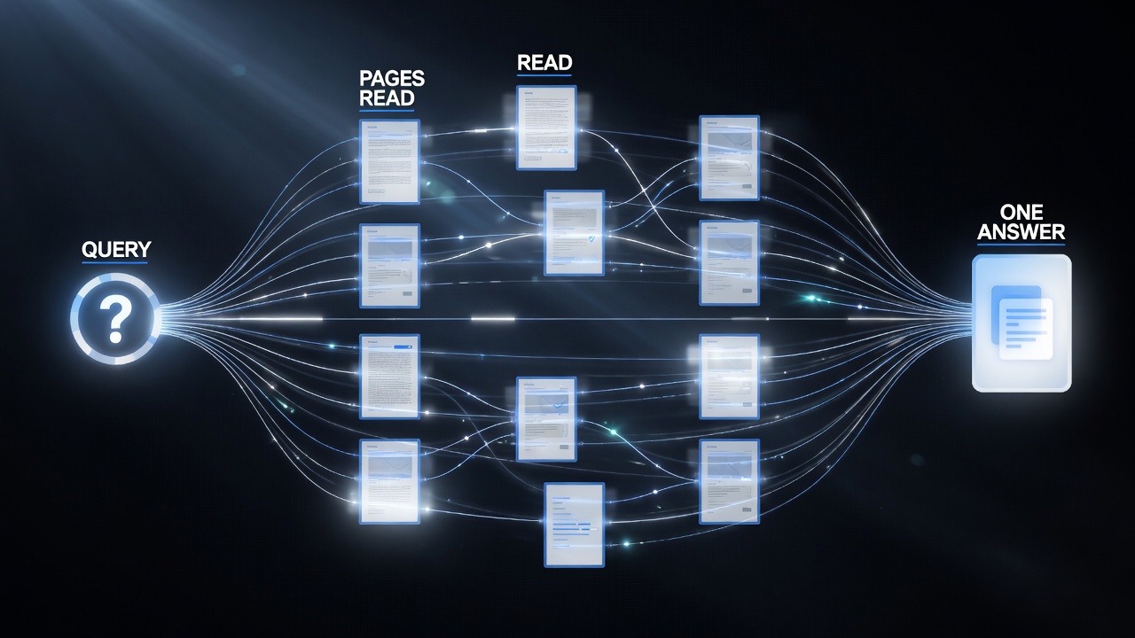 Agentic retrieval fan-out one query reads many pages infographic