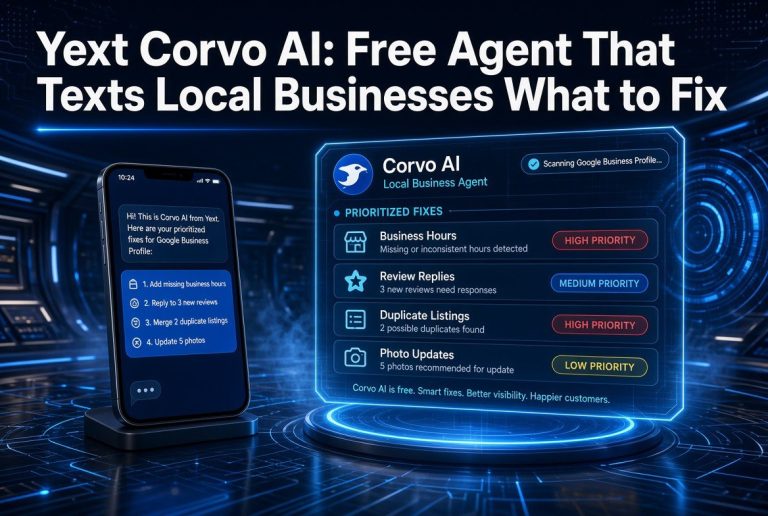 Yext Corvo AI: Free Agent That Texts Local Businesses What to Fix