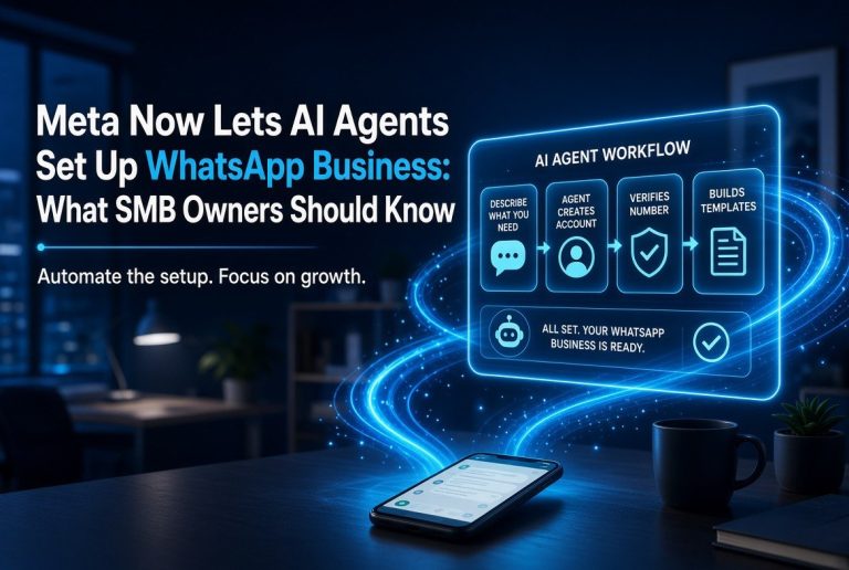 AI agent workflow for WhatsApp Business setup: describe what you need, agent creates account, verifies number, builds templates