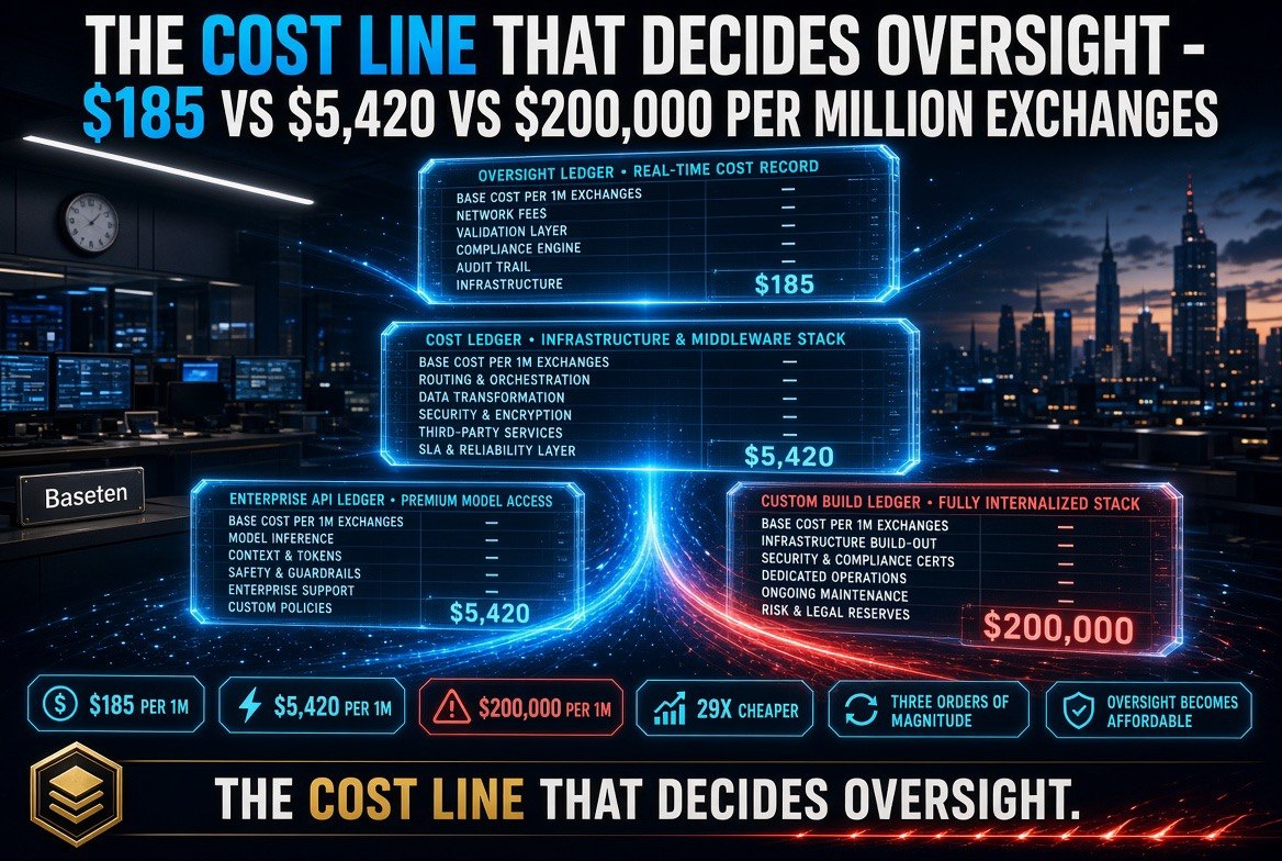 Infographic comparing Goodfire probe monitoring at 185 dollars per million exchanges against cheaper and top-tier model auditing