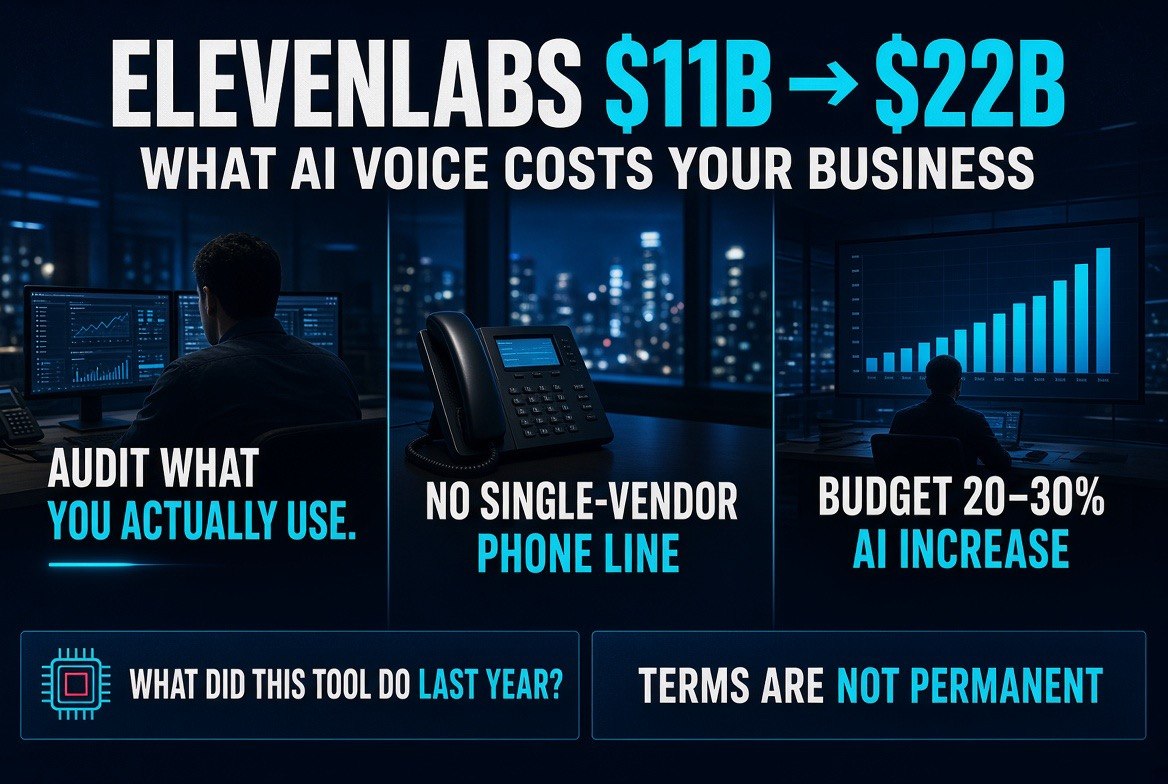 ElevenLabs valuation doubling from $11B to $22B and what AI voice actually costs a small business: budget increase, vendor lock-in and renewal terms