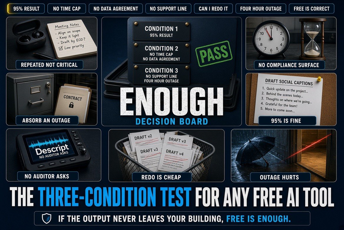 The three-condition test for any free AI tool